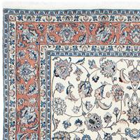Morgenland Wollteppich Maschad Blumenmuster Beige 297 x 200 cm, rechteckig, 1 mm Höhe, Unikat mit Zertifikat