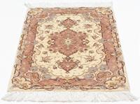 Morgenland Wollteppich Täbriz - 50 Raj Medaillon Beige 89 x 62 cm, rechteckig, 0,8 mm Höhe, Handgeknüpft