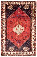 Morgenland Wollteppich Shiraz Medaillon Rosso scuro 300 x 205 cm, rechteckig, 1 mm Höhe, Unikat mit Zertifikat