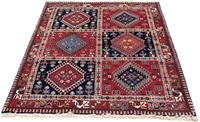 Morgenland Wollteppich Yalameh Felder Blu 134 x 98 cm, rechteckig, 1 mm Höhe, Handgeknüpft