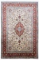 Morgenland Wollteppich Maschad Medaillon Bianco naturale 326 x 221 cm, rechteckig, 1 mm Höhe, Unikat mit Zertifikat