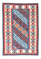 Morgenland Wollteppich Kelim Fars Nomadisch Blu 188 x 122 cm, rechteckig, 0,4 mm Höhe, OrientOptik
