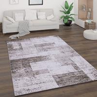 PACO HOME Teppich Wohnzimmer Kurzflor Vintage Geometrisch Abstrakt Beige Braun Creme 120x160 cm