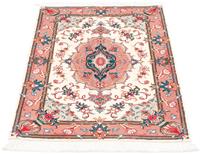 Morgenland Wollteppich Täbriz - 50 Raj Blumenmuster Beige 92 x 61 cm, rechteckig, 0,8 mm Höhe, Handgeknüpft