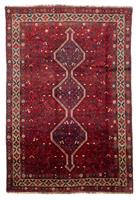 Morgenland Wollteppich Shiraz Medaillon Rosso scuro 300 x 208 cm, rechteckig, 1 mm Höhe, Unikat mit Zertifikat