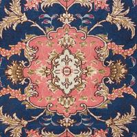 Morgenland Wollteppich Täbriz - 50 Raj Blumenmuster Blu scuro 91 x 61 cm, rechteckig, 0,8 mm Höhe, Handgeknüpft
