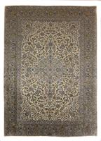 Morgenland Wollteppich Keshan Durchgemustert Verde 350 x 285 cm, rechteckig, 1 mm Höhe, Unikat mit Zertifikat