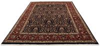 Morgenland Wollteppich Moud Blumenmuster Blu scuro 282 x 187 cm, rechteckig, 1 mm Höhe, Unikat mit Zertifikat