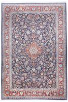 Morgenland Wollteppich Golpayegan Medaillon Blu scuro 305 x 207 cm, rechteckig, 1 mm Höhe, Unikat mit Zertifikat