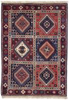Morgenland Wollteppich Yalameh Felder Blu 136 x 99 cm, rechteckig, 1 mm Höhe, Handgeknüpft