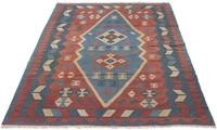 Morgenland Wollteppich Kelim Fars Nomadisch 186 x 125 cm, rechteckig, 0,4 mm Höhe, Wendeteppich