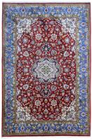 Morgenland Wollteppich Golpayegan Medaillon Rosso scuro 280 x 185 cm, rechteckig, 1 mm Höhe, Unikat mit Zertifikat