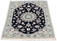 Morgenland Wollteppich Nain - 9la Medaillon Blu scuro 86 x 57 cm, rechteckig, 0,6 mm Höhe, Handgeknüpft