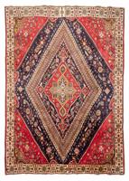 Morgenland Wollteppich Shiraz Medaillon Rosso 315 x 220 cm, rechteckig, 1 mm Höhe, Unikat mit Zertifikat