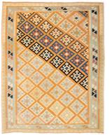 Morgenland Wollteppich Kelim Fars Nomadisch Marrone chiaro 195 x 156 cm, rechteckig, 0,4 mm Höhe, OrientOptik
