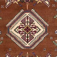 Morgenland Wollteppich Shiraz Medaillon Marrone 158 x 120 cm, rechteckig, 1 mm Höhe, Unikat mit Zertifikat