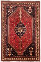 Morgenland Wollteppich Shiraz Medaillon Rosso scuro 305 x 208 cm, rechteckig, 1 mm Höhe, Unikat mit Zertifikat