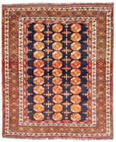 Morgenland Wollteppich Belutsch Durchgemustert Blu scuro 174 x 139 cm, quadratisch, 0,8 mm Höhe, Unikat mit Zertifikat