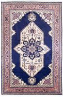 Morgenland Wollteppich Ardebil Medaillon Blu scuro 257 x 187 cm, rechteckig, 1 mm Höhe, Unikat mit Zertifikat