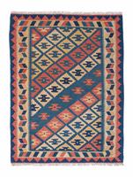 Morgenland Wollteppich Kelim Fars Durchgemustert 193 x 124 cm, rechteckig, 0,4 mm Höhe, Wendeteppich