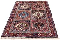 Morgenland Wollteppich Yalameh Felder Blu 143 x 99 cm, rechteckig, 1 mm Höhe, Handgeknüpft