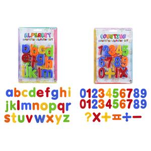 2x setjes Magnetische gekleurde alfabet speelgoed letters en cijfers 52 stuks 4 cm -