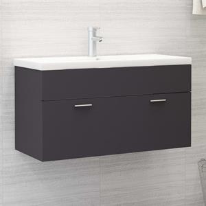 vidaXL Waschbeckenunterschrank mit Einbaubecken Grau Spanplatte 