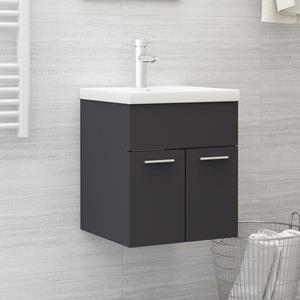 vidaXL Waschbeckenunterschrank mit Einbaubecken Grau Spanplatte 