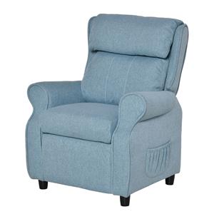HOMCOM kinderbank kinderzitbank kinderfauteuil stoel ligbank verstelbaar met voetensteun voor 3-8 jaar jongens en meisjes blauw 58 x 53 x 70 cm