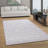 PACO HOME Hochflor Teppich Wohnzimmer Shaggy 3D Optik Boho Vintage Look Weich Creme 160x220 cm