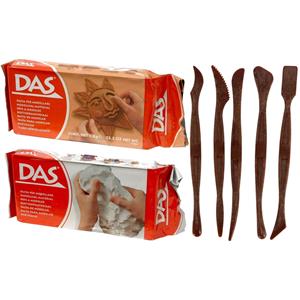 Boetseer basis pakket met klei en gereedschap 7-delig -