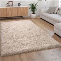 PACO HOME Hochflor Teppich Kuschelig Modern Shaggy Flokati Stil Gemütlich Uni In Beige 120x160 cm