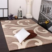 PACO HOME Designer Teppich mit Konturenschnitt Modern Beige Creme 160x230 cm