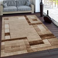 PACO HOME Edler Designer Teppich Konturenschnitt Kariert in Braun Beige Meliert 80x300 cm