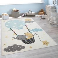 PACO HOME Kinder-Teppich, Kurzflor Für Kinderzimmer, Elefant, Bär, Balon, Mond, in Beige 80x150 cm