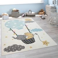 PACO HOME Kinder-Teppich, Kurzflor Für Kinderzimmer, Elefant, Bär, Balon, Mond, in Beige 120x160 cm