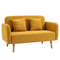 HOMCOM Doppelsofa mit Kissen und Anti-Rutsch Beinen natur