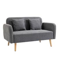 HOMCOM Doppelsofa mit Kissen und Anti-Rutsch Beinen natur/grau