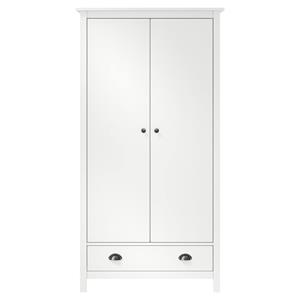 vidaXL Kledingkast Hill 2 deuren 89x50x170 cm massief grenenhout wit