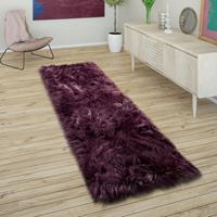 PACO HOME Kunstfell Fellteppich Imitat Sitzkissen Herzform Rund Verschiedene Formen Lila 50x150 cm