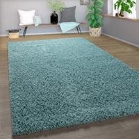 PACO HOME Shaggy Teppich Hochflor Langflor Hochwertig Hohe Fadendichte Uni Pastell Türkis 230x320 cm