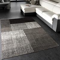 PACO HOME Designer Teppich Modern Kariert Kurzflor Design Meliert In Grau Creme Braun 160x230 cm