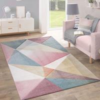 PACO HOME Teppich Kurzflor Modern Trendig Pastell Geometrisches Design Inspiration Multi 120x170 cm