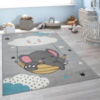 PACO HOME Kinderteppich, Teppich Kinderzimmer Niedliches Baby-Elefant Motiv, Grau 120x160 cm