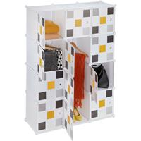 RELAXDAYS Steckregal Kleiderschrank, 8 Fächer, 2 Kleiderstangen, Garderobenschrank, HxBxT: 145 x 110 x 37 cm, weiß/ bunt