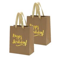 Cepewa Set van 4x stuks papieren verjaardag giftbags/cadeau tasjes Happy Birthday 20 x 24 x 11 cm -