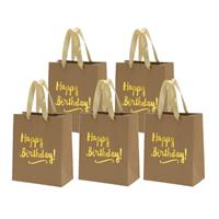 Cepewa Set van 8x stuks papieren verjaardag giftbags/cadeau tasjes Happy Birthday 20 x 24 x 11 cm -