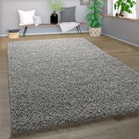 PACO HOME Shaggy Teppich Hochflor Langflor Hochwertig Hohe Fadendichte Uni Schimmer Grau 120x170 cm
