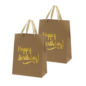 Cepewa Set van 4x stuks papieren verjaardag giftbags/cadeau tasjes Happy Birthday 27 x x 15 cm -