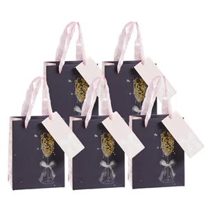 Cepewa Pakket van 12x stuks papieren bruiloft giftbags/cadeau tasjes blauw 11 x 14 x 6 cm cm -